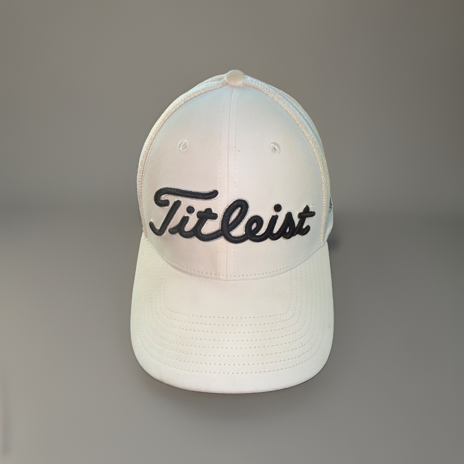 Titleist in Black Thick Embroidered Letters on White Hat Cap MIDLOTHIAN CC S/M
