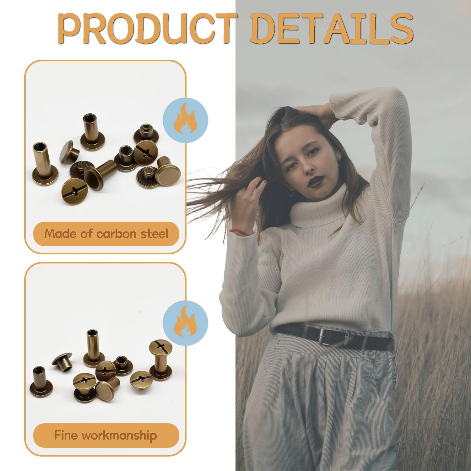 115 Sets Bronze Brass Chicago Screws for Leather Rivet Kit M5 Assorted Sizes