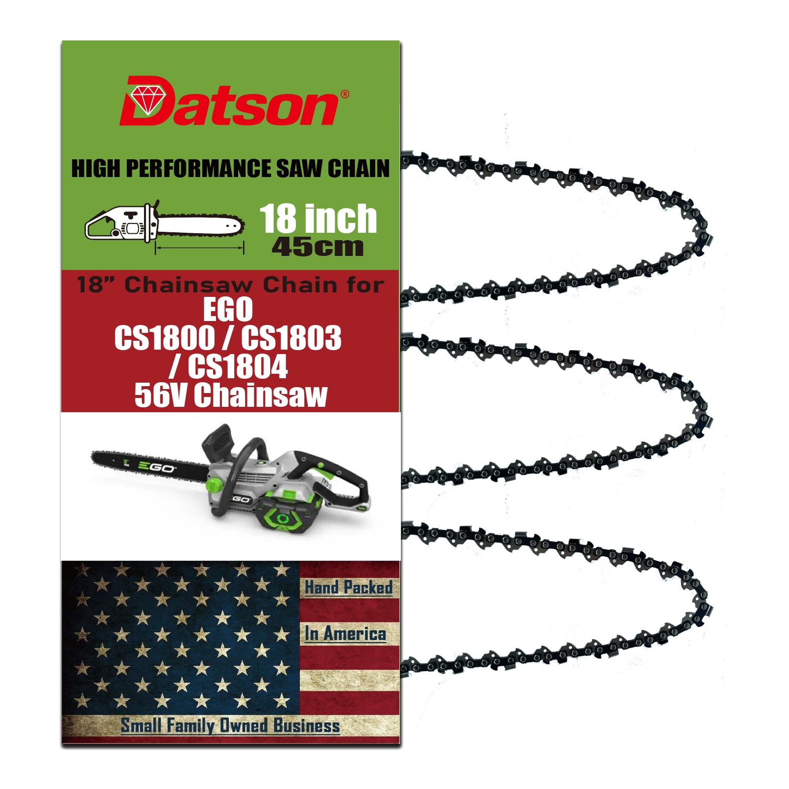 3PCS 18" Chainsaw Chain for EGO:CS1800/CS1803/ CS1804 56V