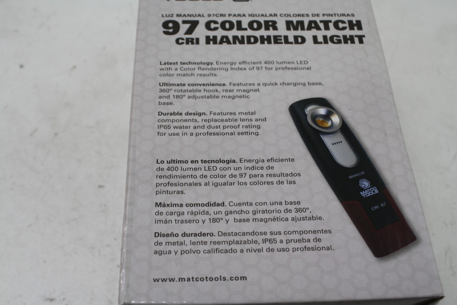 Matco Color Match Rechargeable Magnetic Folding Base Paint Flashlight Sun Light