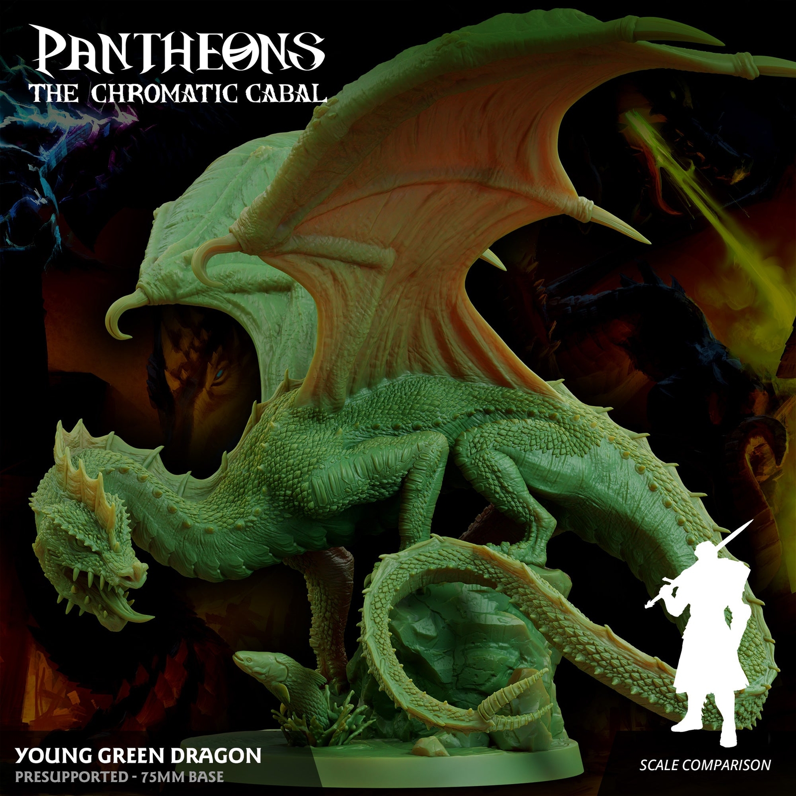 3D Printed Sordane Publishing Young Green Dragon Pantheons The Chromatic Cabal