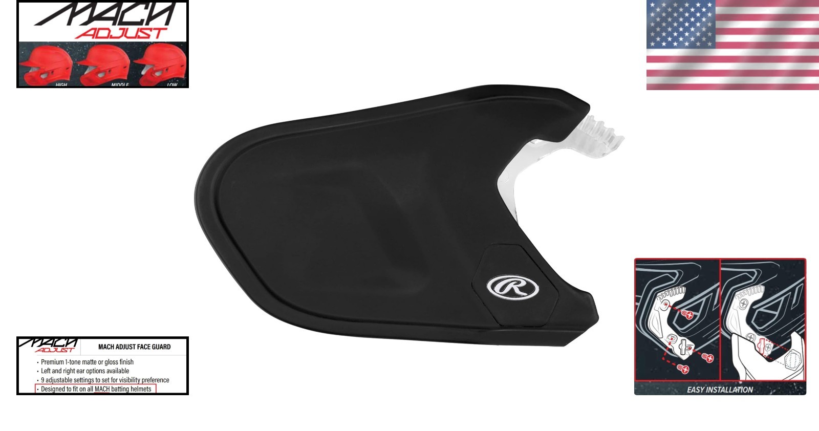 Sleek MACH Adjustable Face Extension for Baseball Helmets | LHB & RHB Options