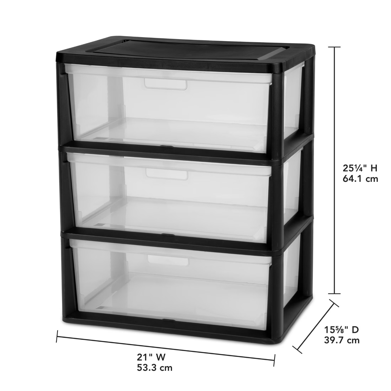 (2 pack) Sterilite Wide 3 Drawer Tower, Plastic Storage Organizer with Removable
