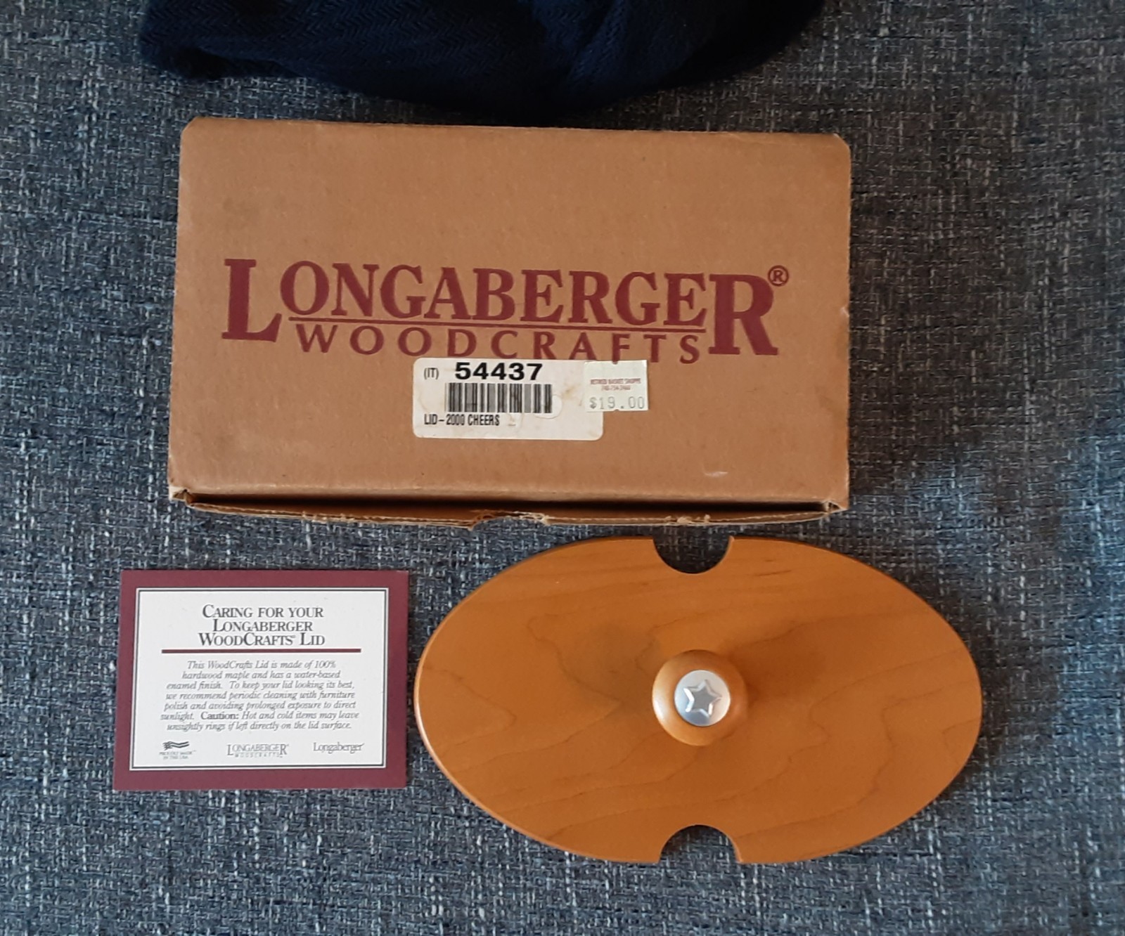 Longaberger 2000 Cheers Century Basket Lid #54437 New In Box