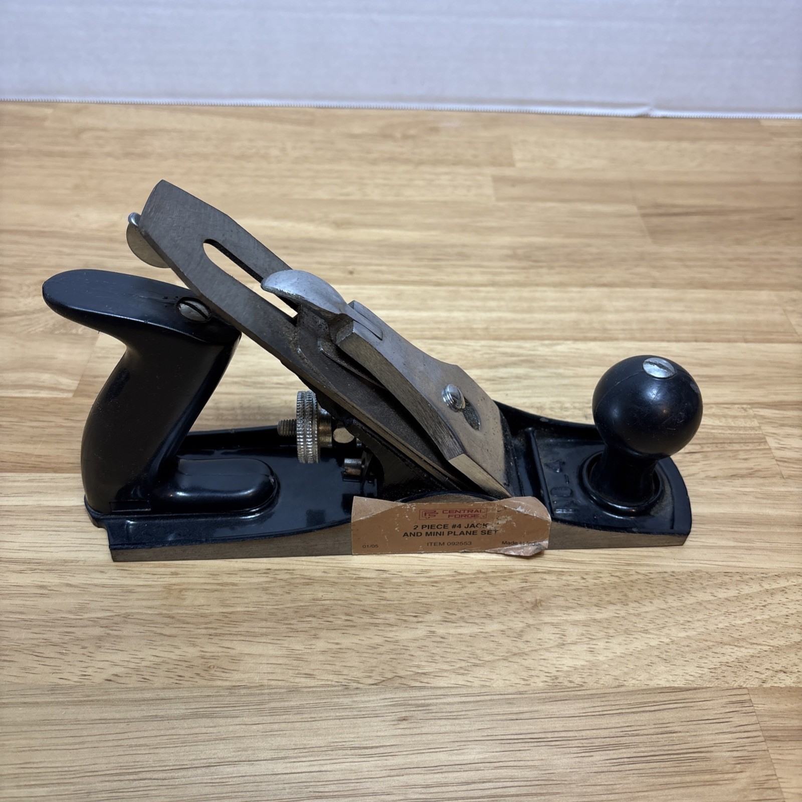 Central Forge Jack Plane #4 Woodworking Tool Heavy Duty Bench Hand Planer Black