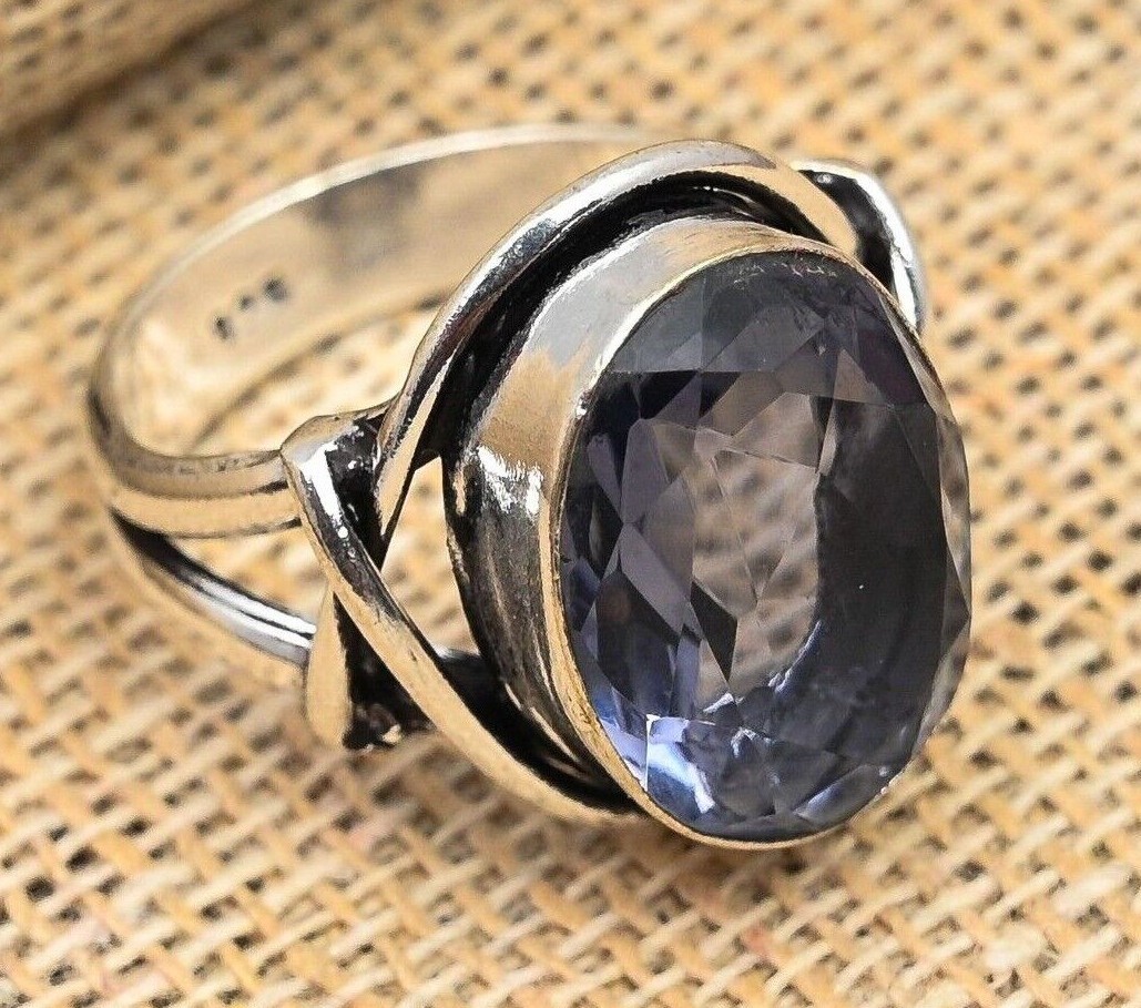 Beautiful Iolite Gemstone Handmade 925 Sterling Silver Jewelry Ring For Women