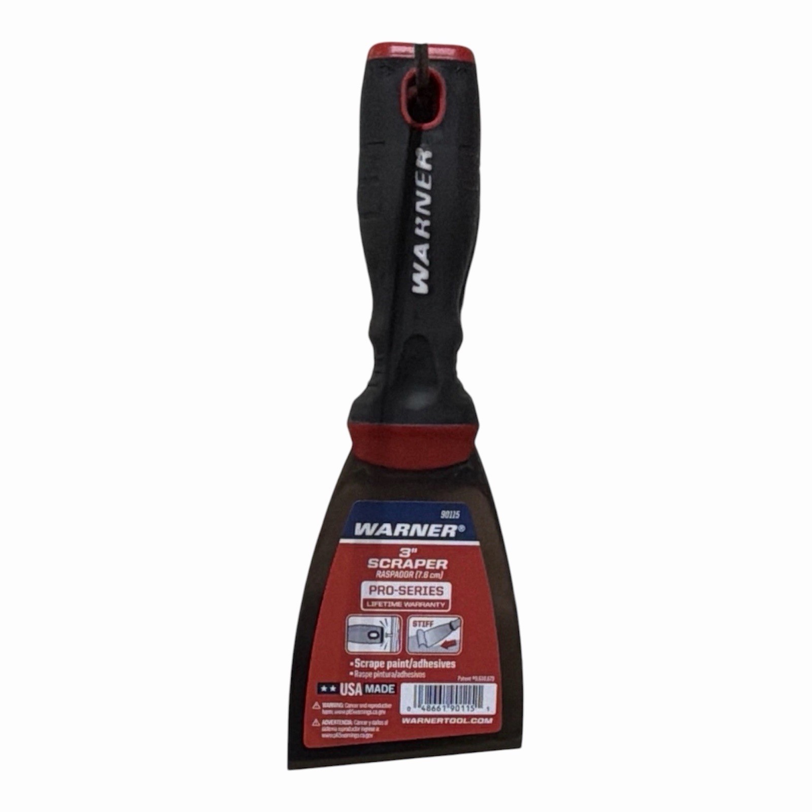 Warner Pro-Series 3in Steel Blade Scraper Black/Red Model 90115
