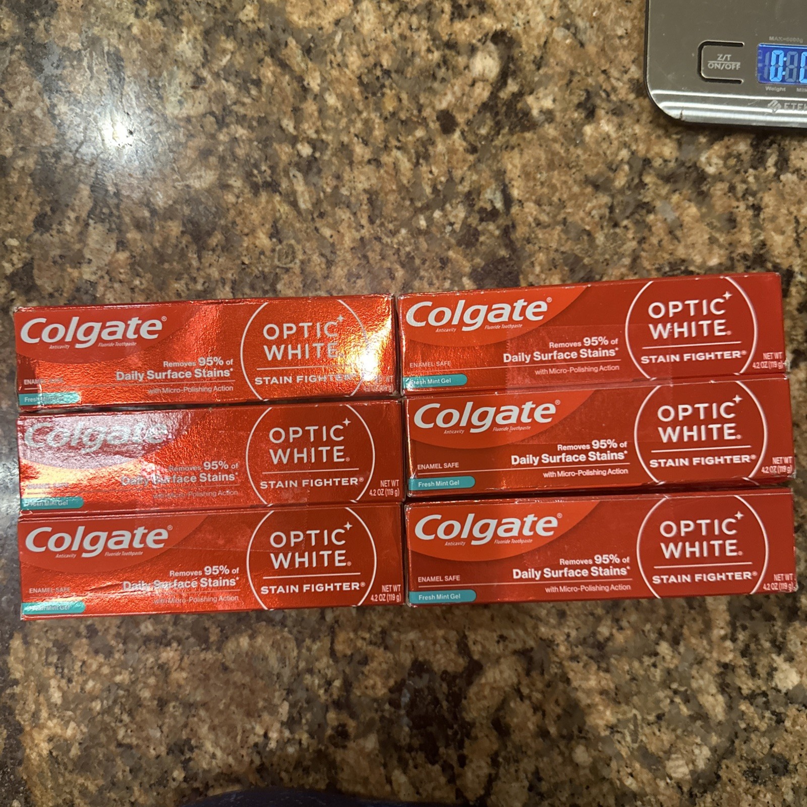 6 Pk Colgate Optic White Stain Fighter Enamel Safe Fresh Mint Gel Ep 11/26 & 27+