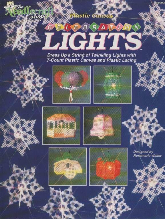 OOP!!! PLASTIC CANVAS CELEBRATION LIGHTS DRESS UP TWINKLING LIGHTS SUPER CUTE!!!
