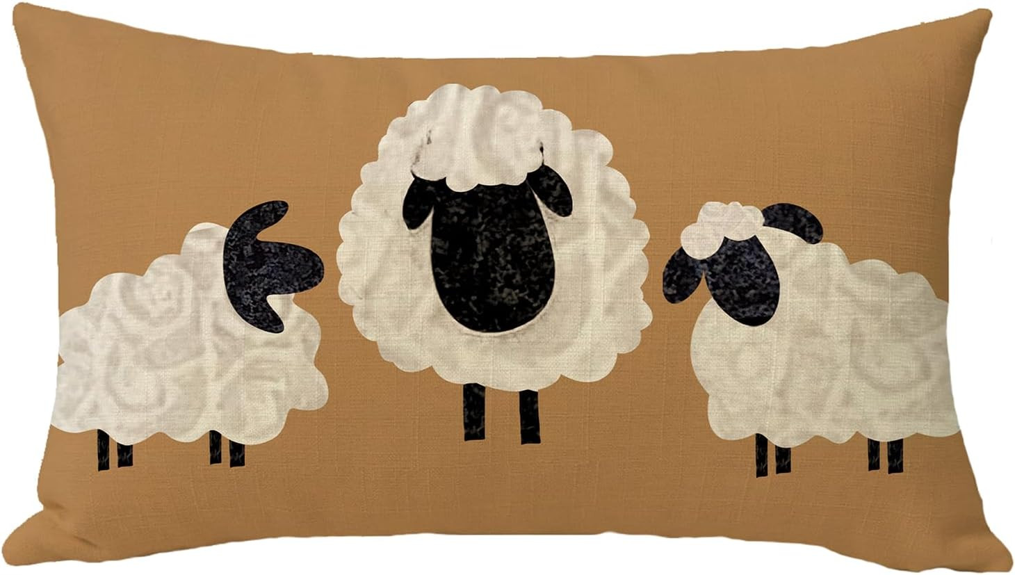 Farmhouse Sheep Lumbar Decorative Throw Pillow Cover 12 X 20 | Rectangular Rusti