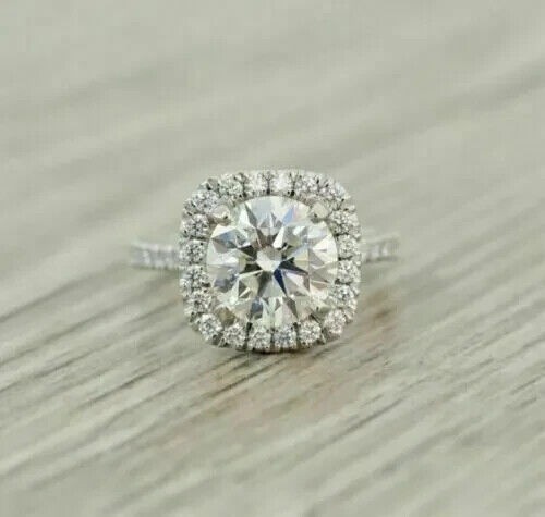 2.60 Ct Round Cut White Diamond Lab-Created Engagement Ring 925 Sterling Silver