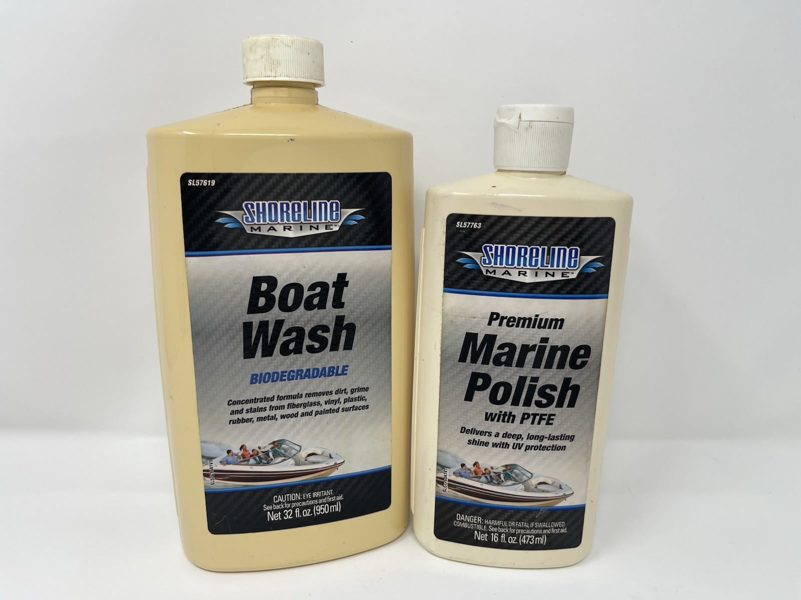 Vintage Shoreline Marine Boat Wash 32oz 517679+Wax w/ PTFE 16oz 57763 ~90% Full~