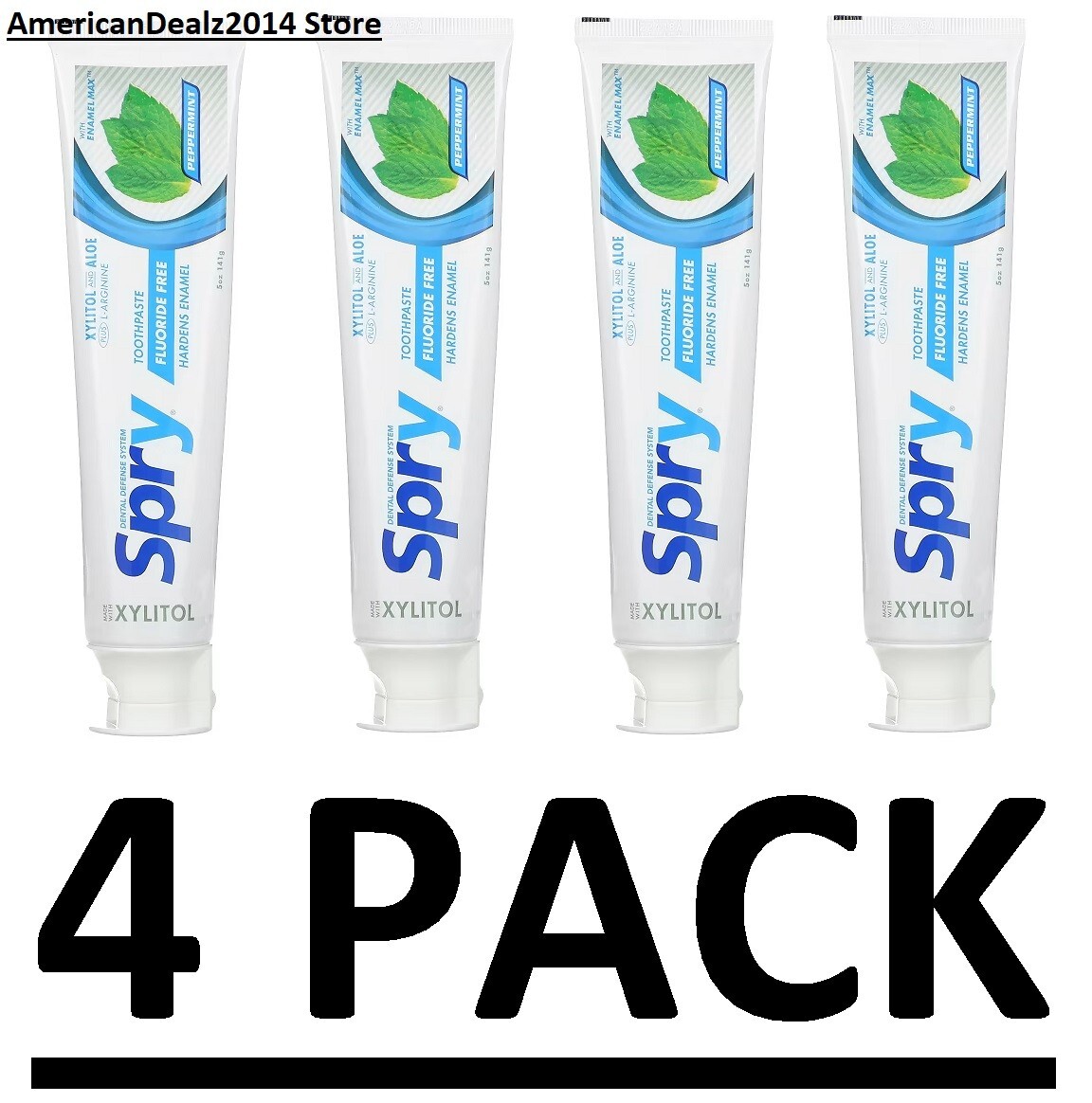 4 PACK - Xlear Spry Flouride Free Toothpaste - Peppermint 5 oz EXP: 12/2026