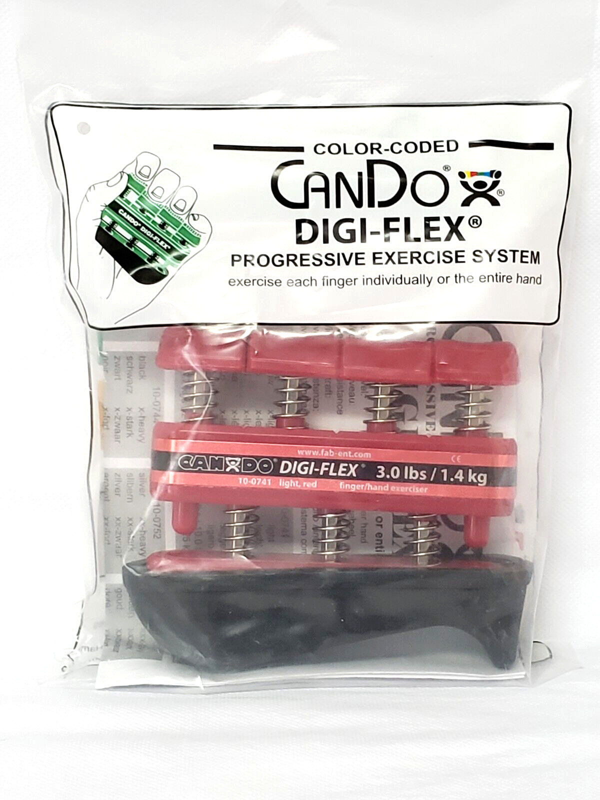 NEW- CanDo DIGI-FLEX Hand/Finger Exerciser- Finger 3.0 lbs/ Hand 10.0 lbs- Red