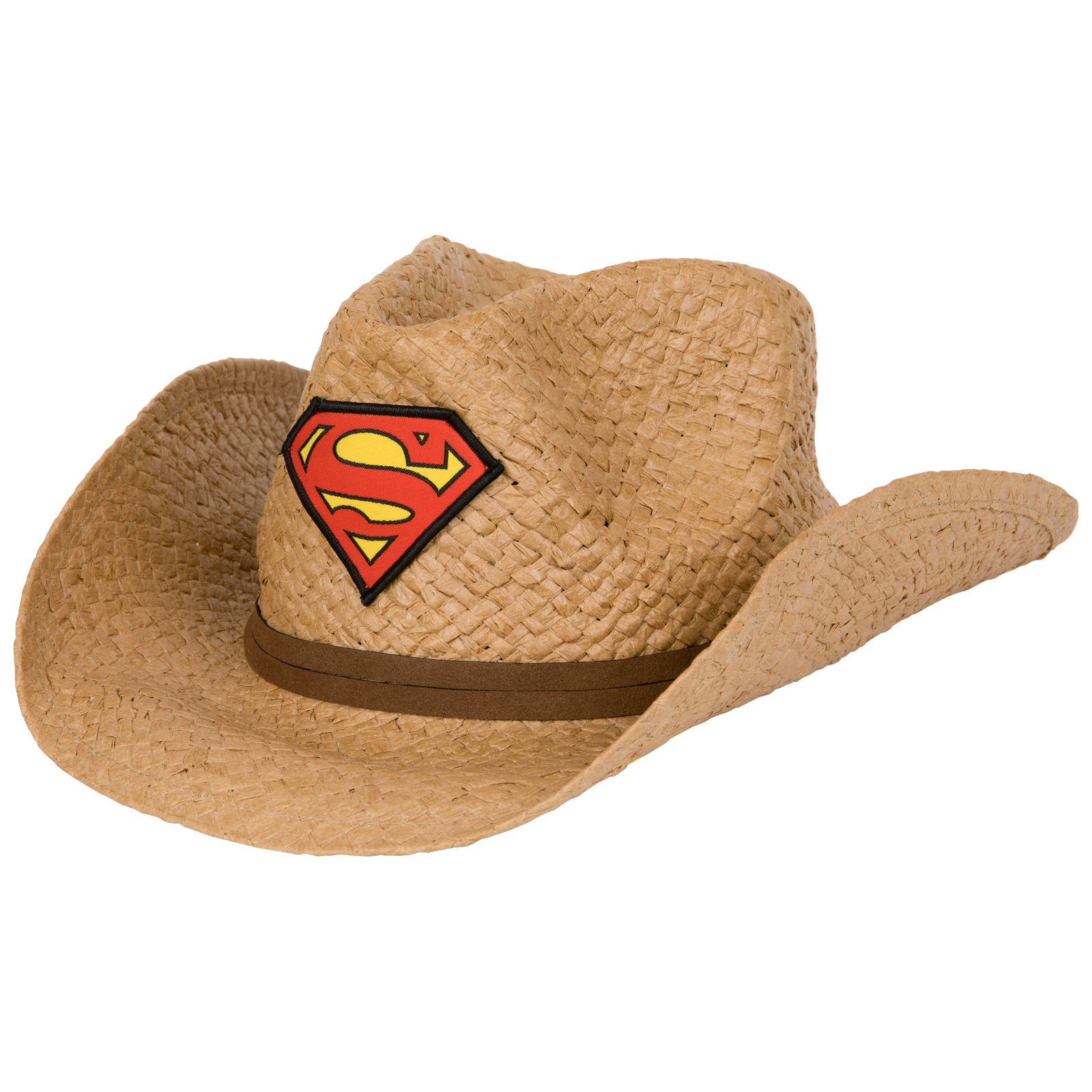 Superman Logo Straw Cowboy Hat With Brown Band Brown