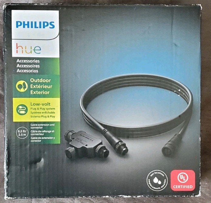 Philips - Hue 8.2ft Outdoor Cable extension and T-Connector Smart Home 1748930VN