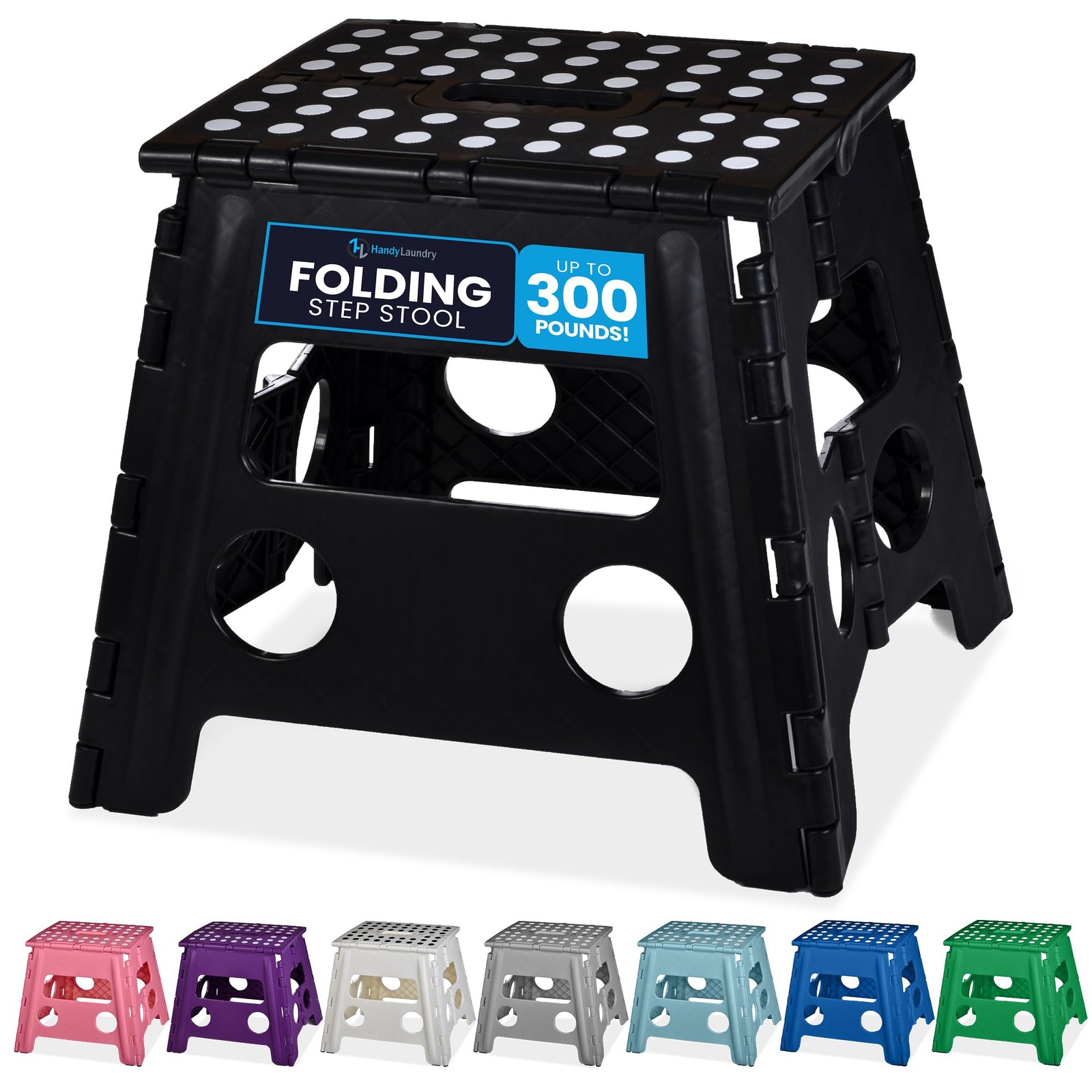 Lightweight Step Stool - Black 13 Inch - Foldable - Support Adults Kids -