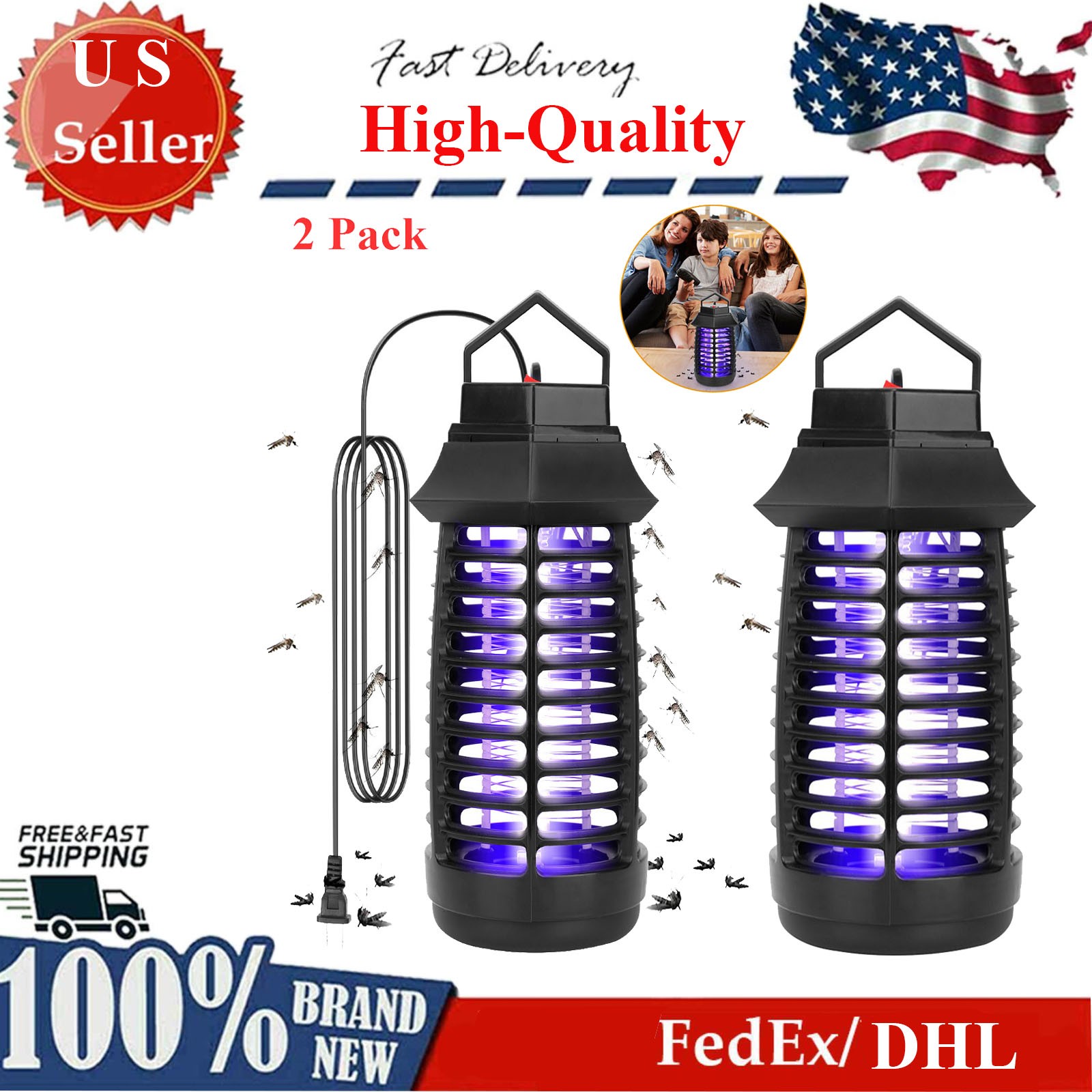 2pack Insect Killer Powerful 20W Electronic Indoor Fly Zapper Mosquito Killer