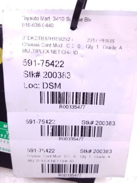 16-17 TOYOTA PRIUS C MULTIPLEX NETWORK CONTROL MODULE ECM ASSEMBLY