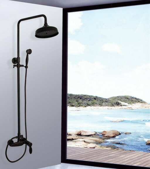 Black Oil Rubbed Brass Rain Bathroom Rainfall Shower Faucet Set Mixer Tap 2hg049