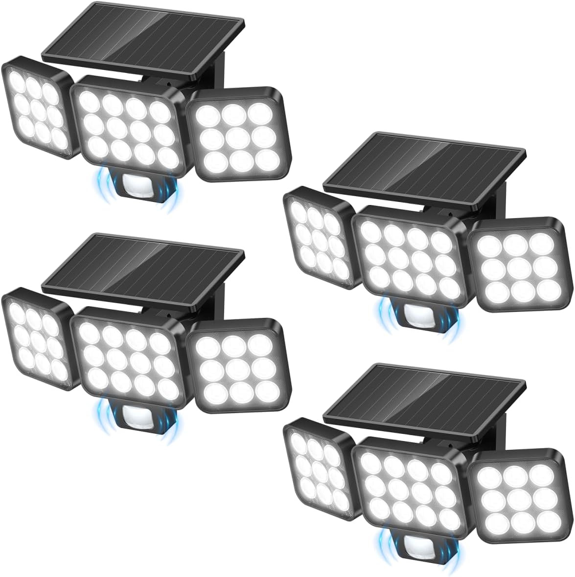Solar Flood Light Outdoor 4 Pack, 3500LM Super Bright Motion Sensor Outdoor Ligh