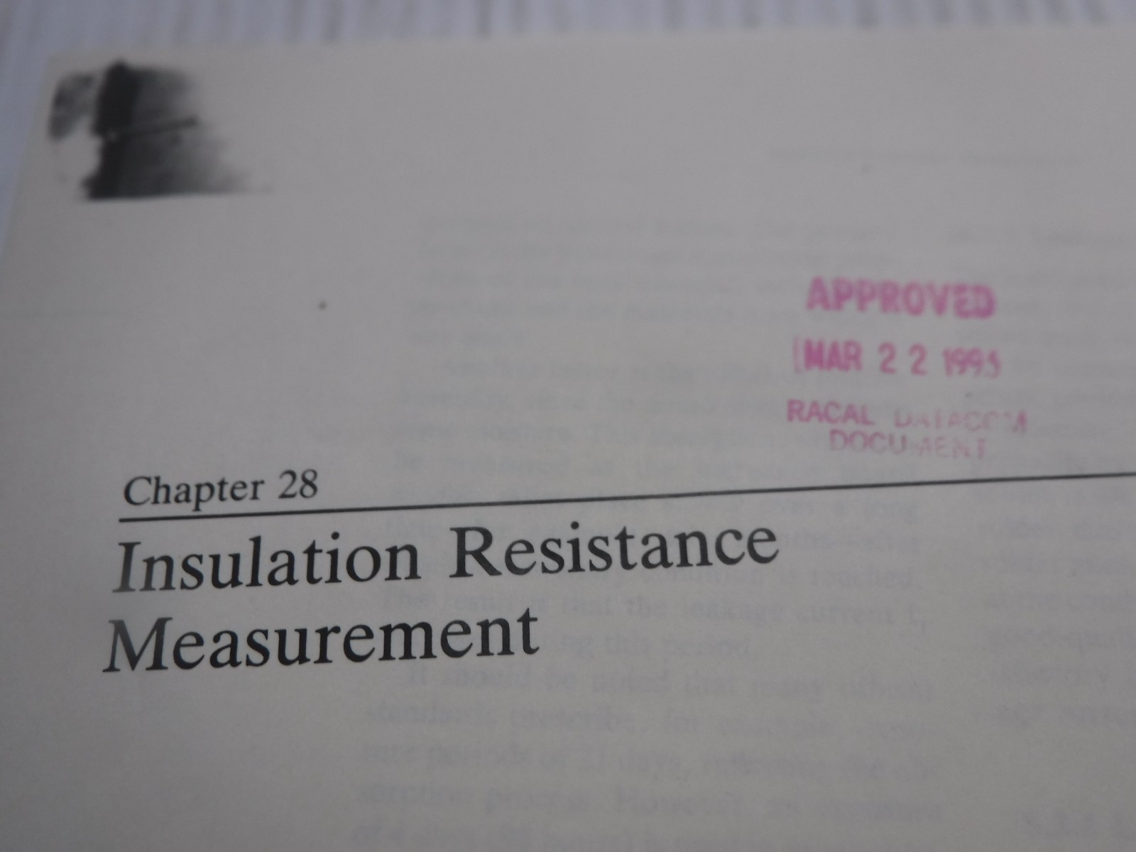 Insulation Resistance Measurement DI/ML 83-05 & Memorandum
