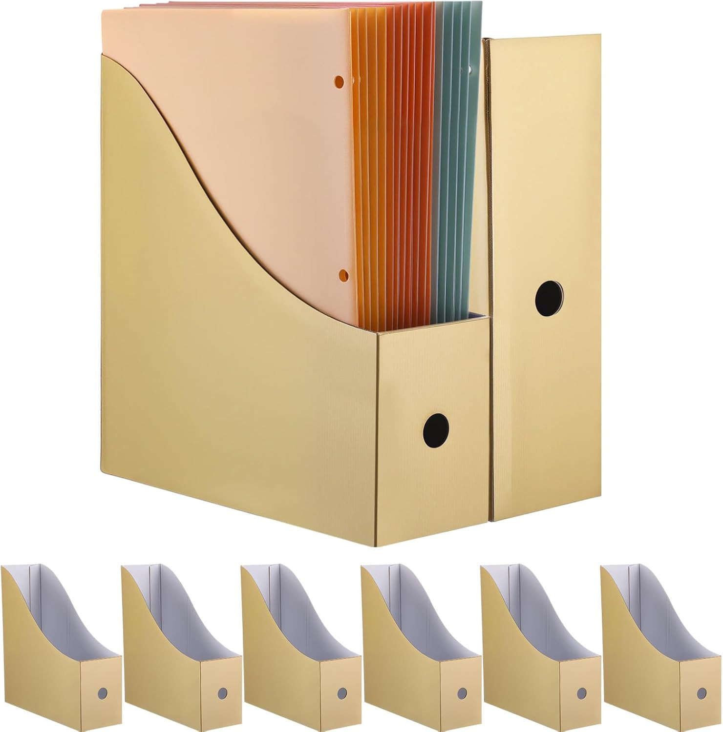 Paquete de 8 revisteros plegables de carton para guardar revistas Organizadora