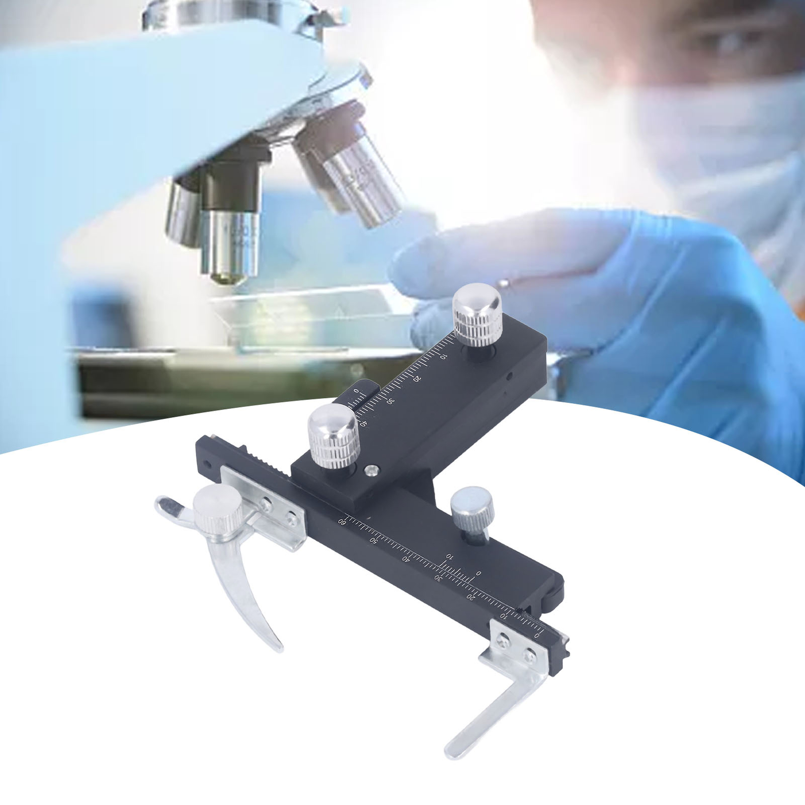 Microscope Movable Caliper Ruler Mechanical X-Y Movable Stage With Scale