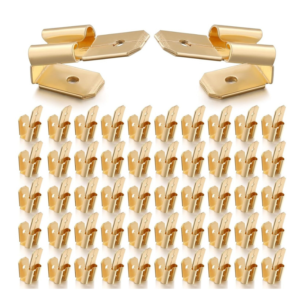 Quick Disconnect Dual Spade Terminals 50PCS 1/4 inch Crimp Wire Connectors