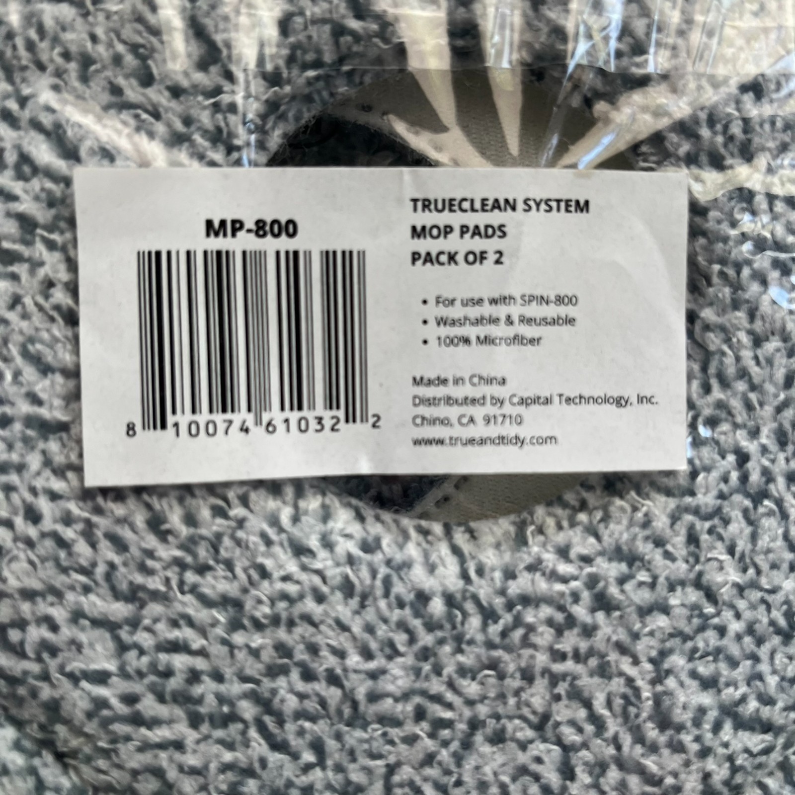 Square Mop Pads Replacement Compatible with SPIN-800 TrueClean, 4 Count