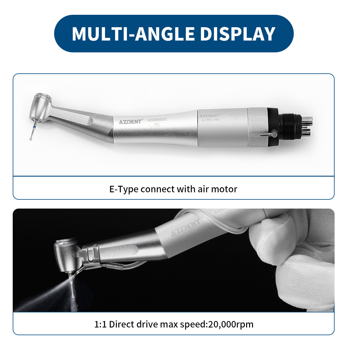 Dental 1:1 Slow Low Speed Handpiece Push Button Contra Angle Attach