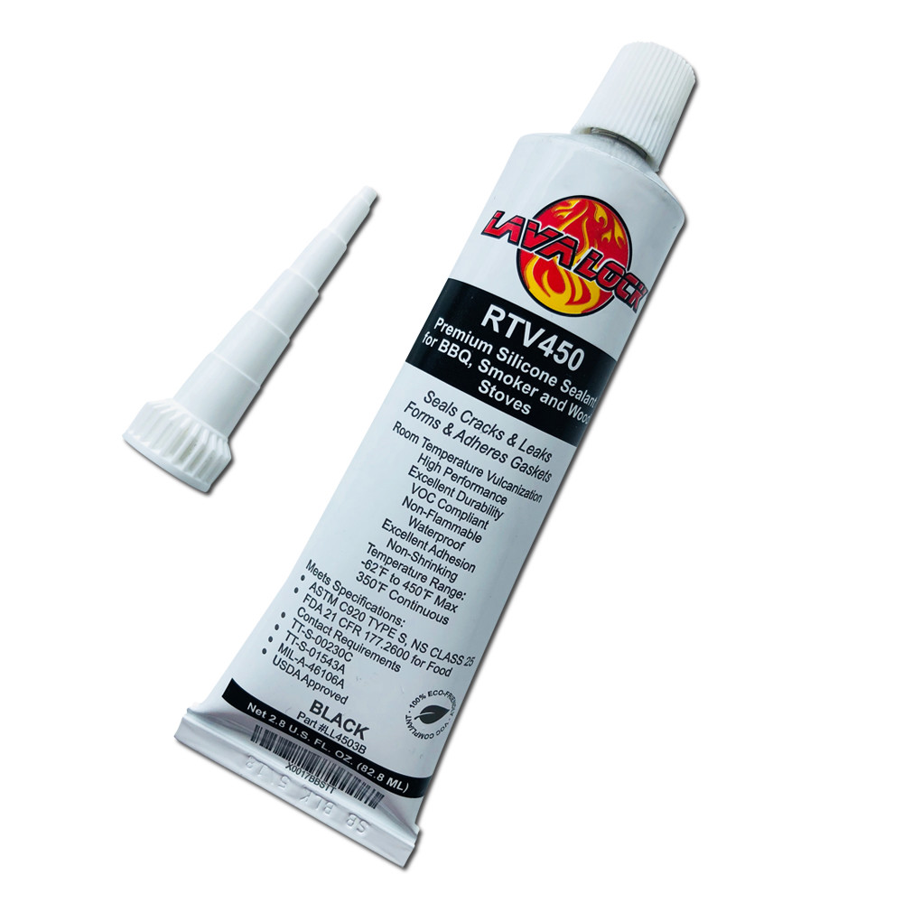 LavaLock® BBQ BLACK RTV Hi Temp Smoker Silicon Sealer Gasket Adhesive Food Safe