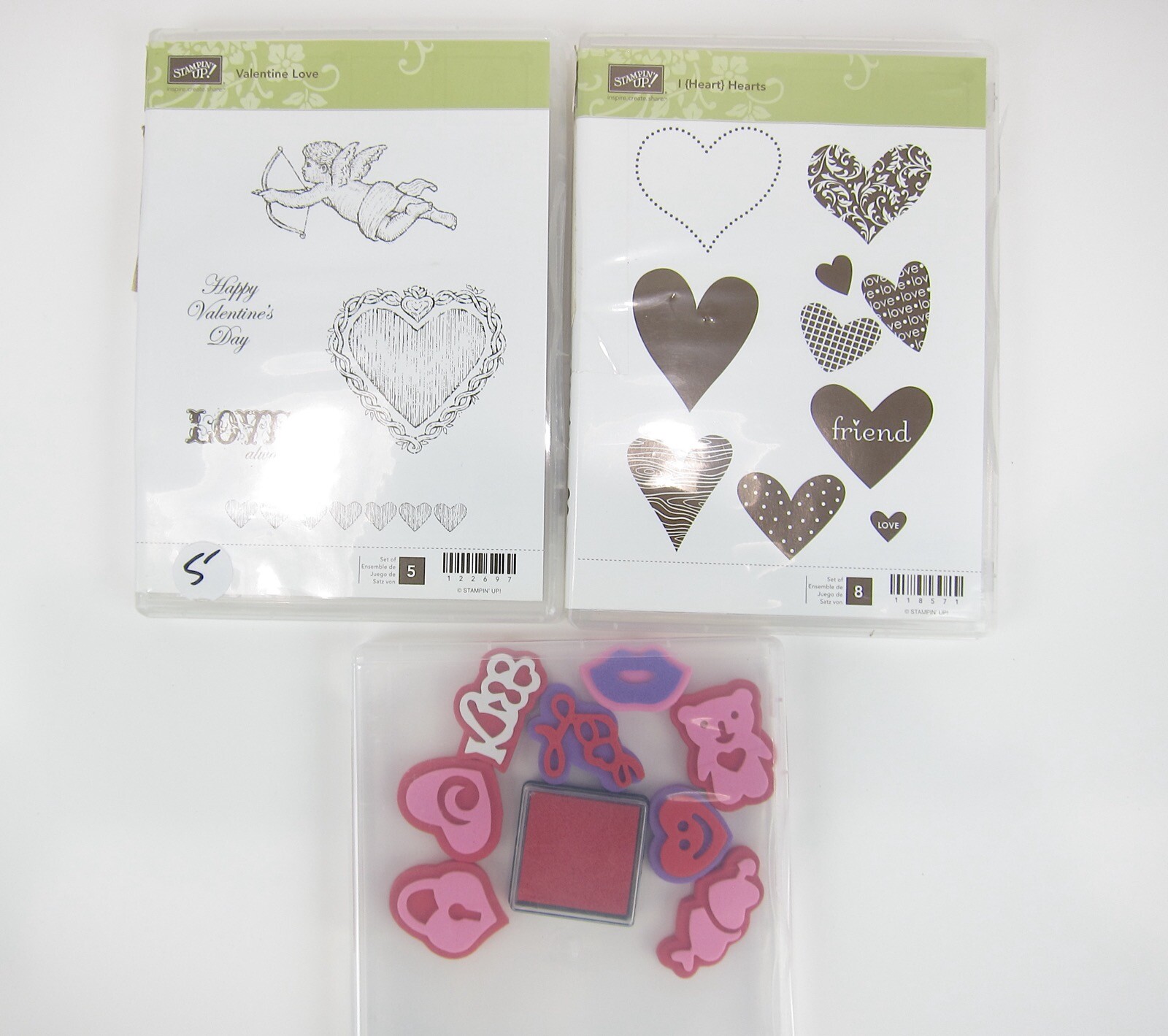 Stamping Up Stamp Set VALENTINE LOVE I HEART Hearts Cupid Kiss 22 PC