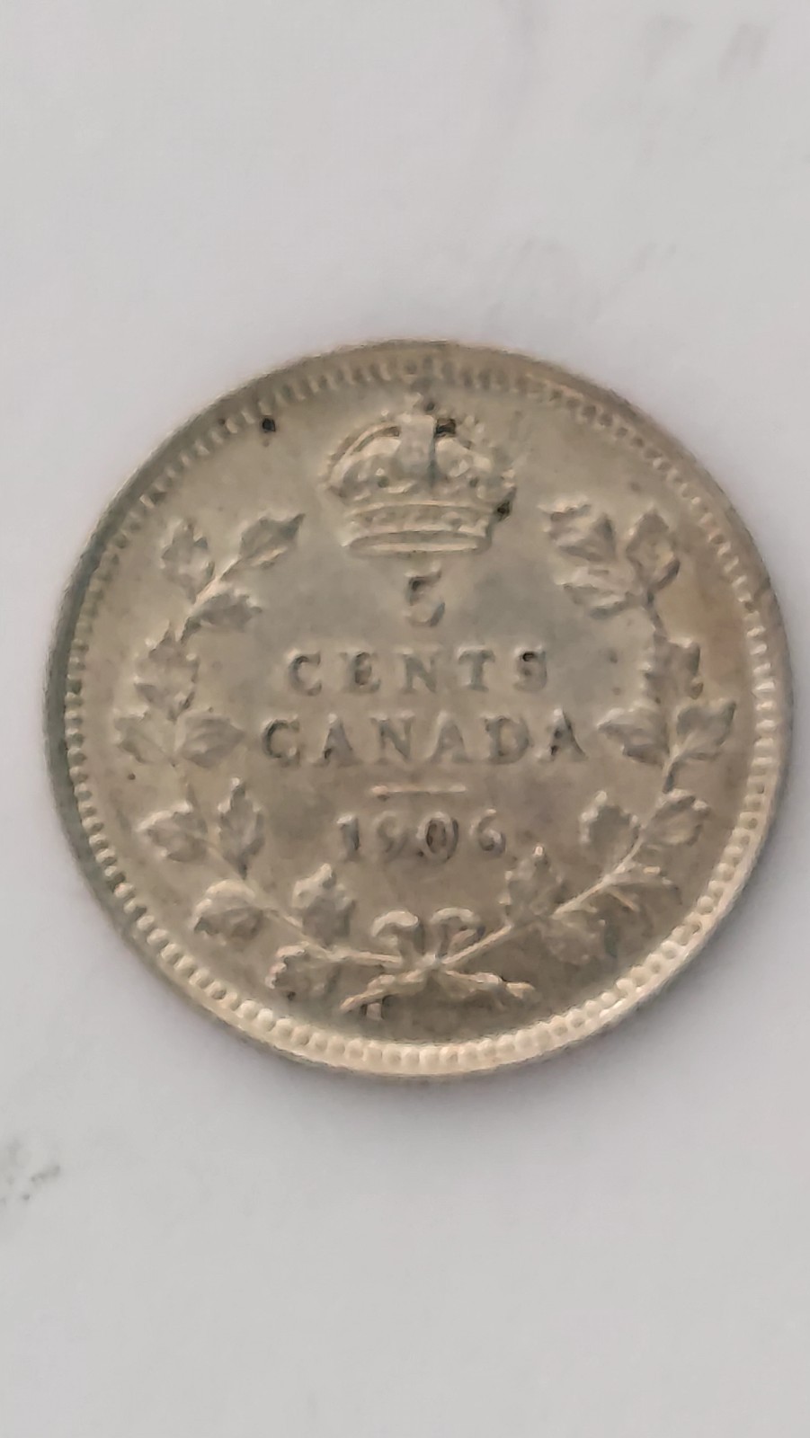 1906 Canada 5 Cent Silver,.925 Silver, (#2)