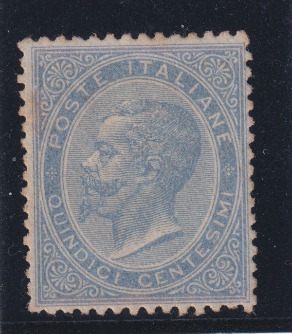 KINGDOM OF ITLIA 1863 15C. DE LA RUE M.N.H. CERT. COLLA