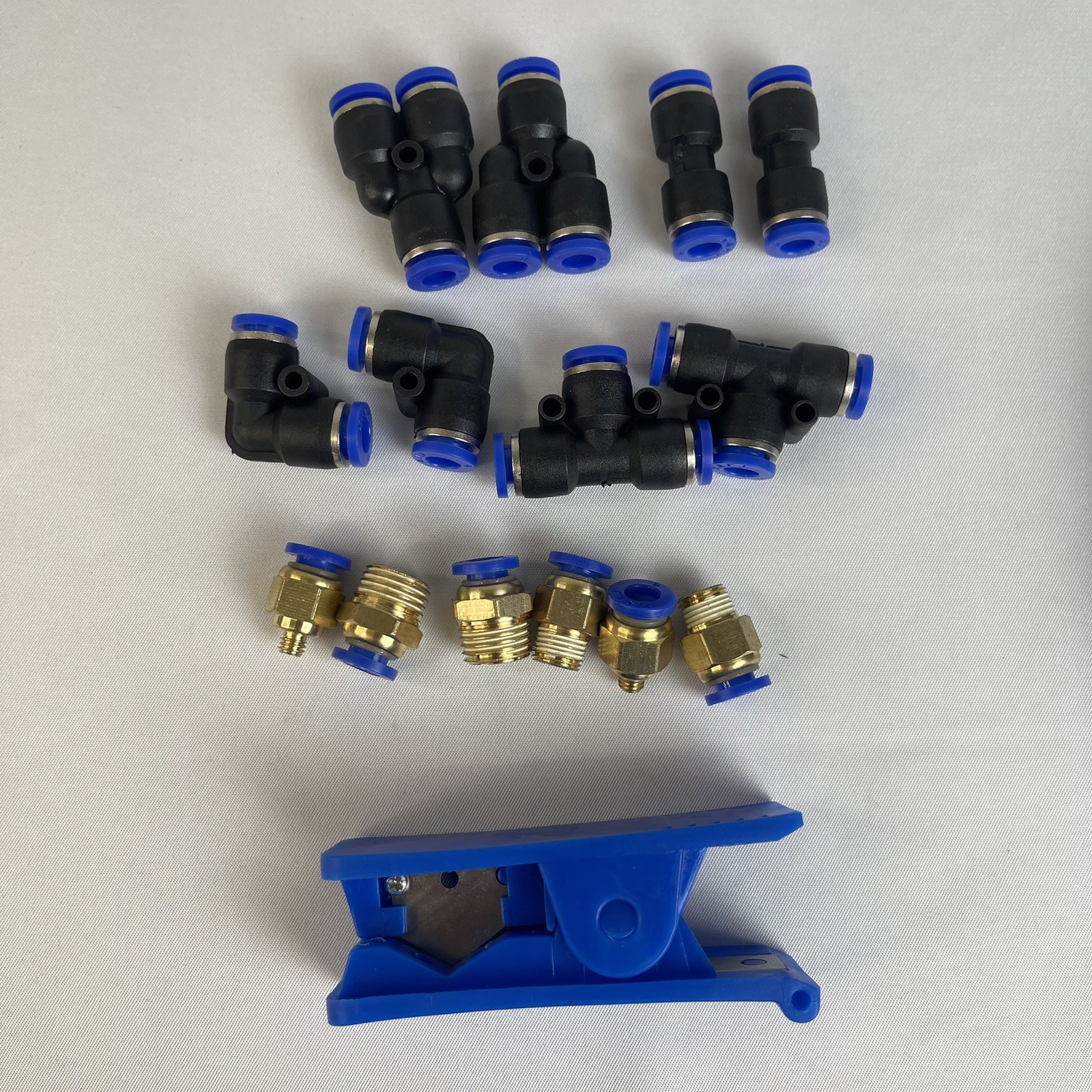 Pneumatic Tubing (Blue) With Connectors PU Air hose Pipe 6mm OD 4mm ID 12m