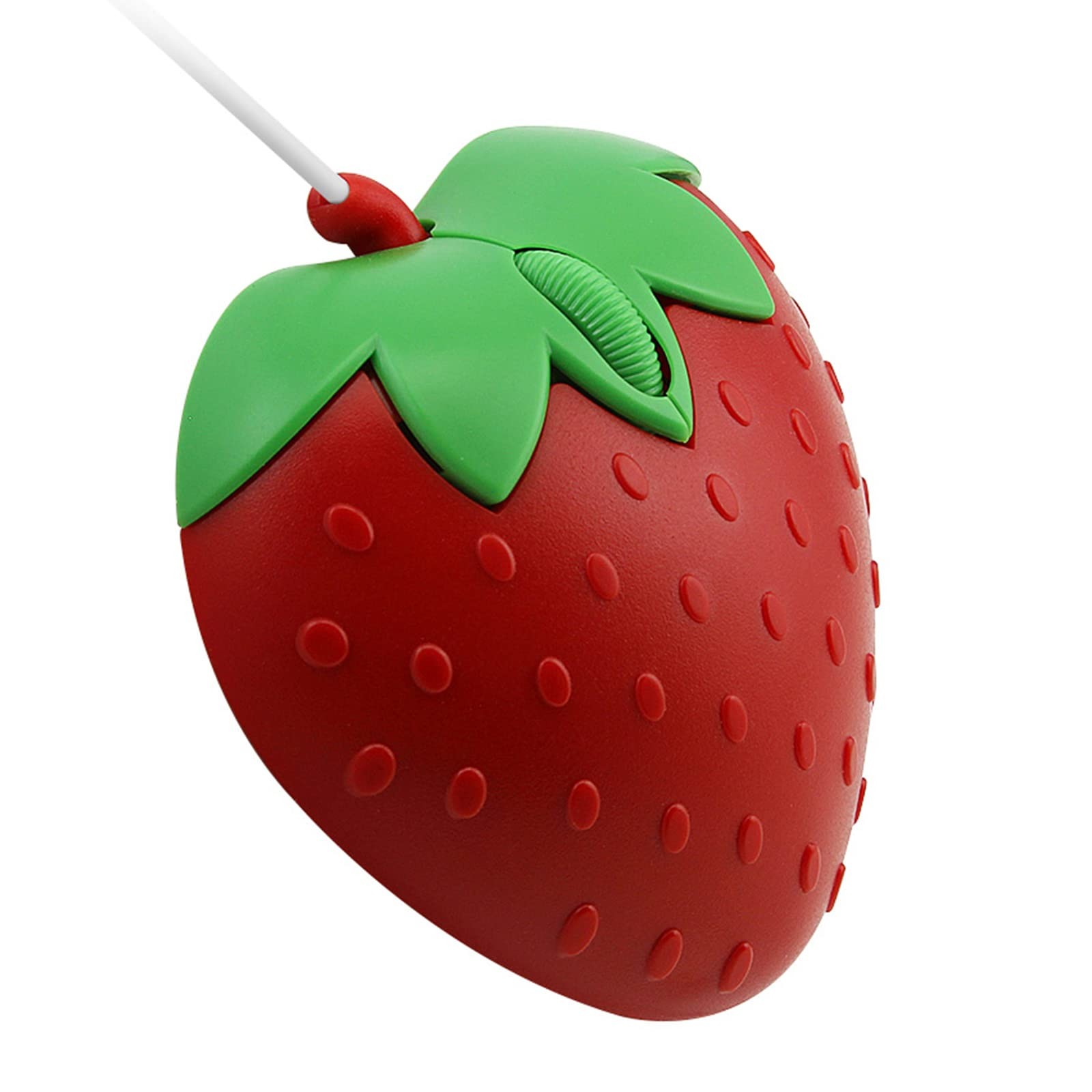 Wired Mouse Strawberry Shape Corded 3 Button 1200 DPI Optical USB Red Cord