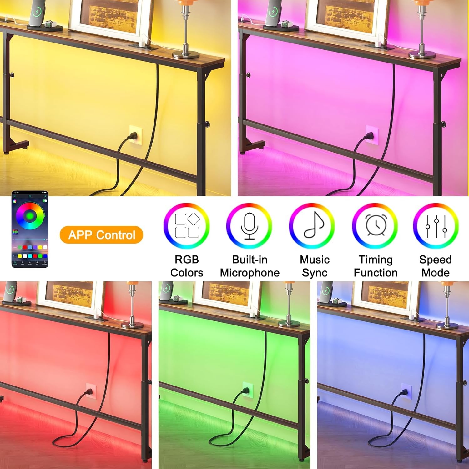 79in Behind The Couch Table Skinny Adjustable Height Sofa Table with Outlet