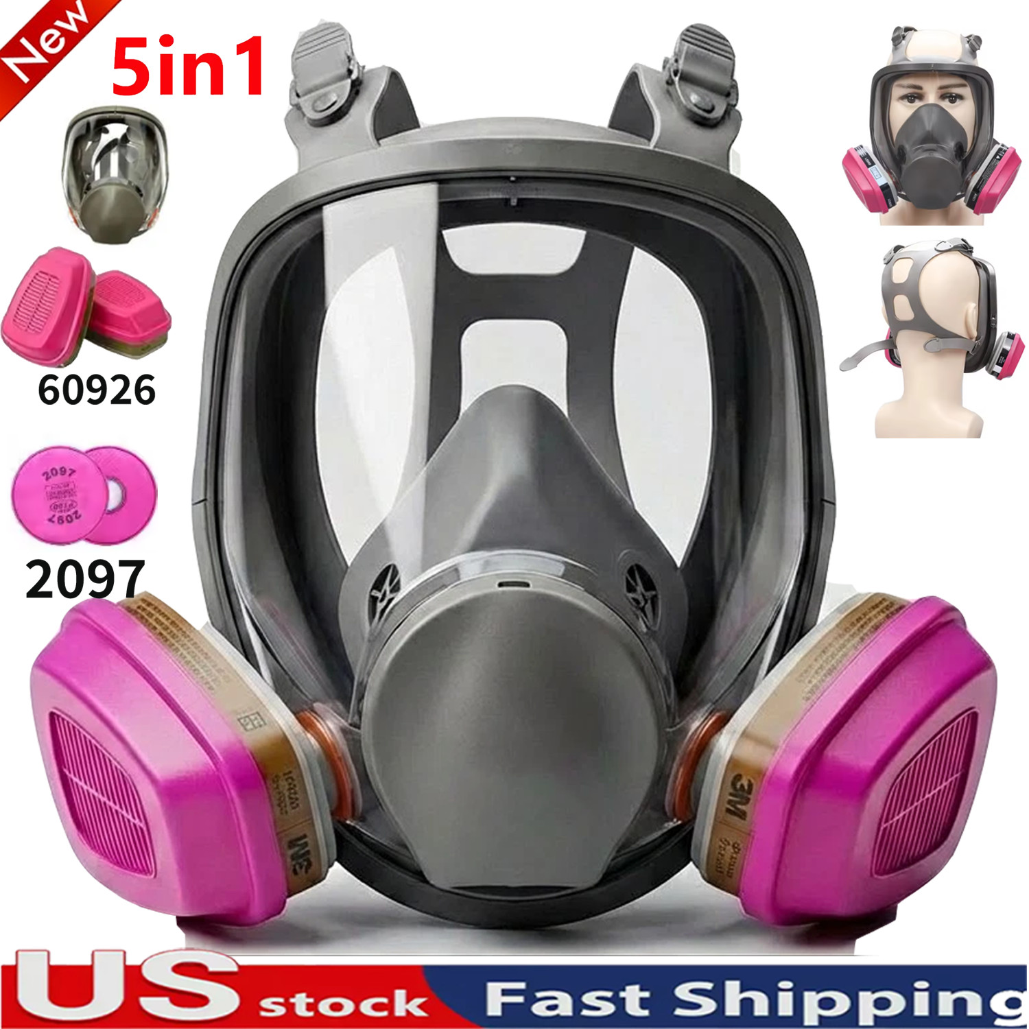 Full Face Gas Mask Painting Spraying Respirator w/Filters for 6800 Facepiece US