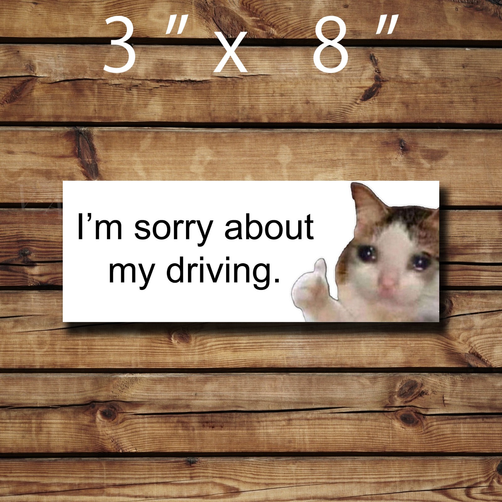 Sad Cat Apology for driving Slap JDM Vinyl Sticker Bumper Decal Car Decal
