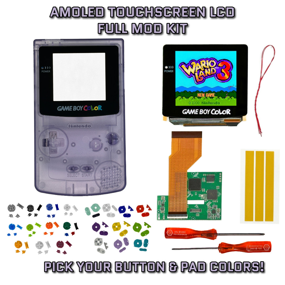 Nintendo Game Boy Color GBC AMOLED OLED Touchscreen LCD Mod Kit ATOMIC PURPLE