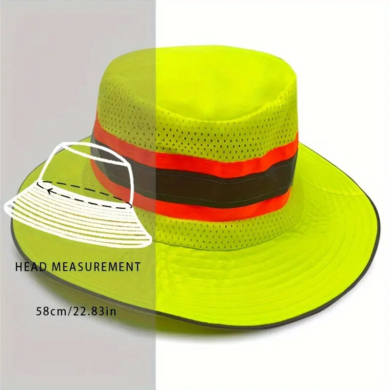 Hi Vis Reflective Work Safety Neck Flap Boonie Hat Bucket Cap