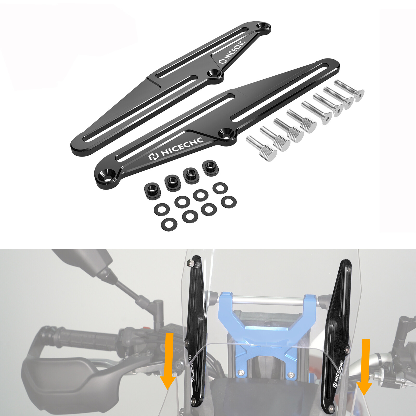 Pair Windscreen Adjusters Windshield Bracket For Yamaha Tenere 700 XTZ700 19-24