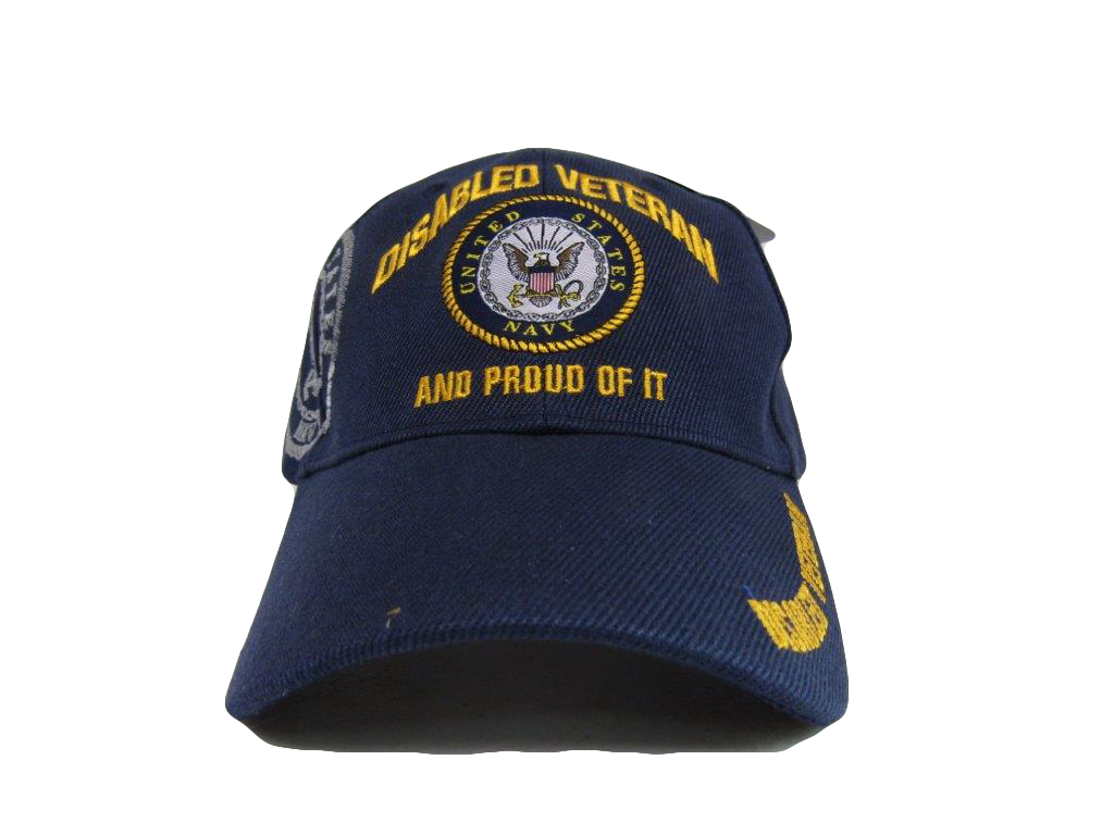 U.S. NAVY DISABLED VETERAN PROUDLY SERVED Military Ball Cap - BLUE