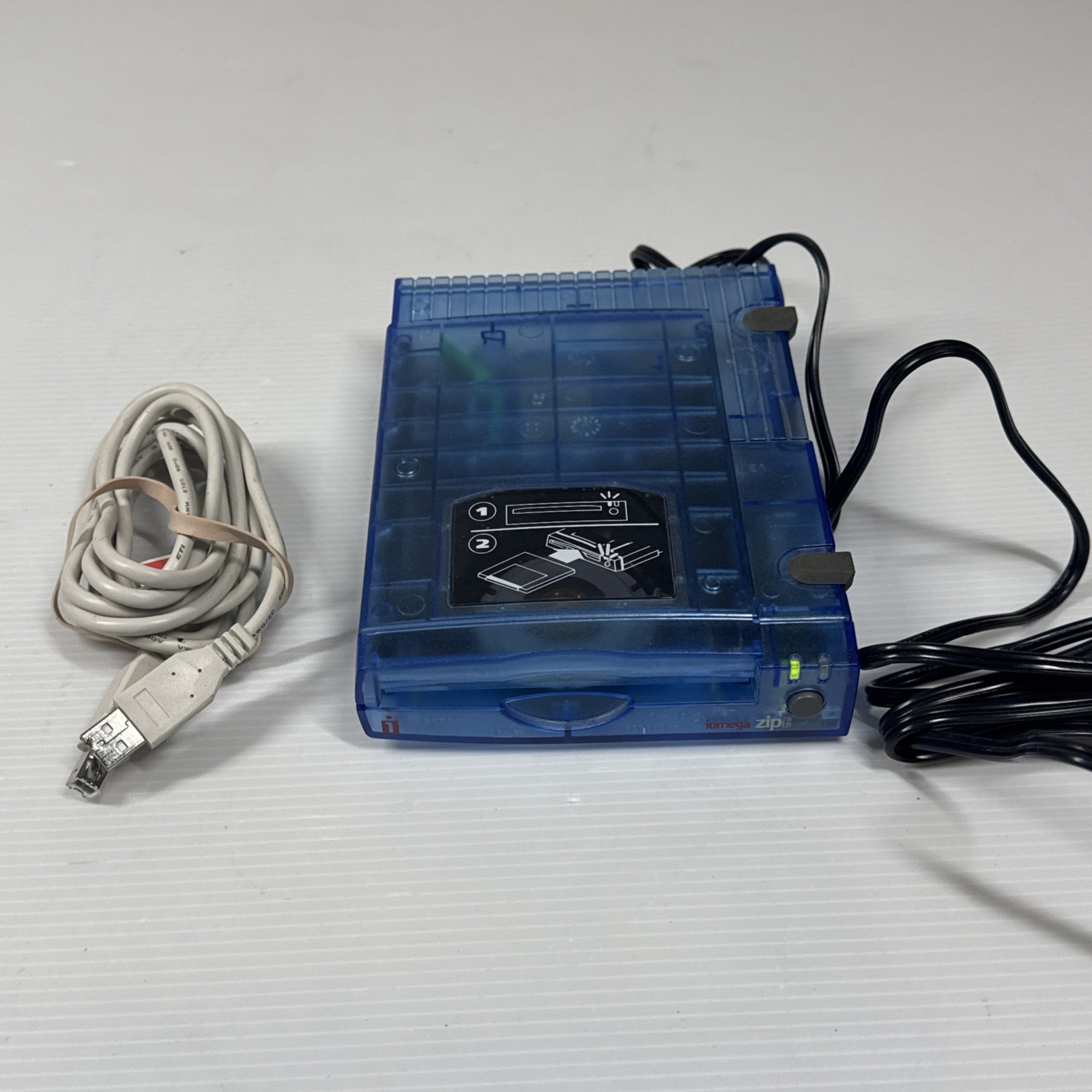 Iomega Zip Drive Z100USB Blue Clear with AC Adapter & USB Cable