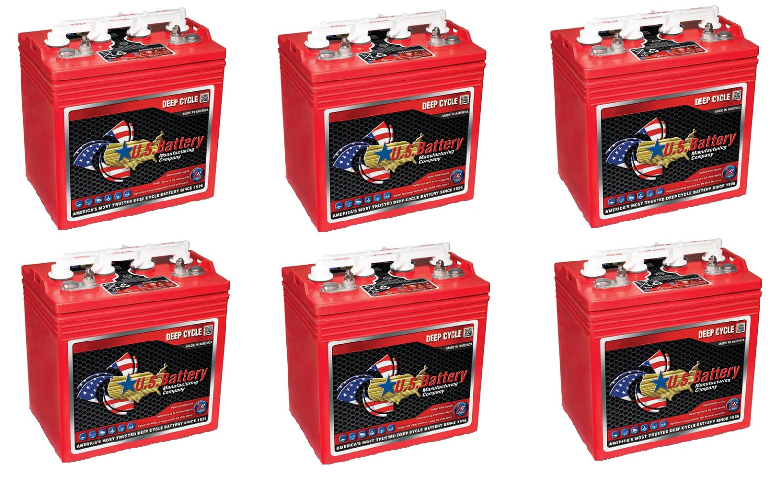 6 Pack US Battery For T-875 Deep Cycle Battery For Golf Cart, Solar, 8 Volt 8V
