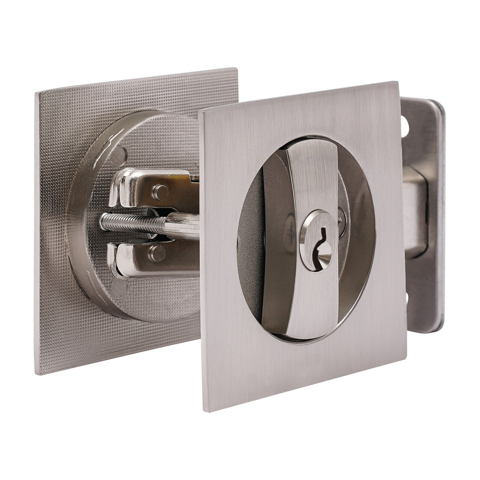 Cavity Sliding door Lock Privacy Function Entry lock Silver Square