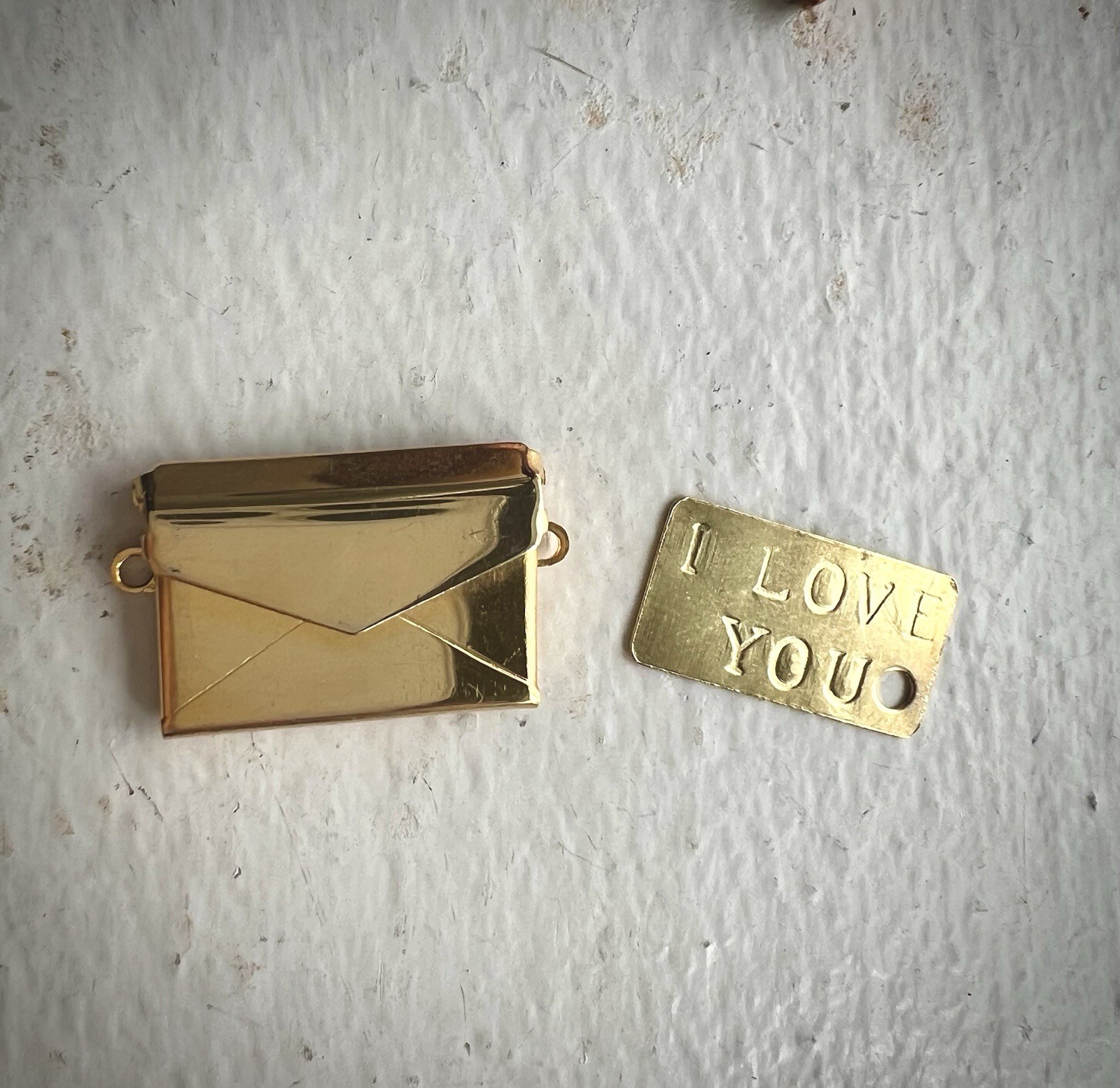 Set of Vintage Locket Pendant Envelop Charm and Love Letter Charm Jewelry Making