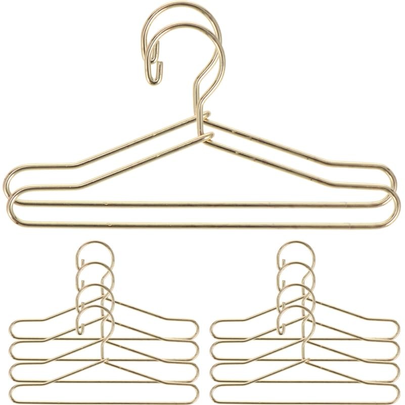 10pcs Mini Hanger Wire Hangers Dress Outfit Holders Mini Doll Coat Hanger Bab...