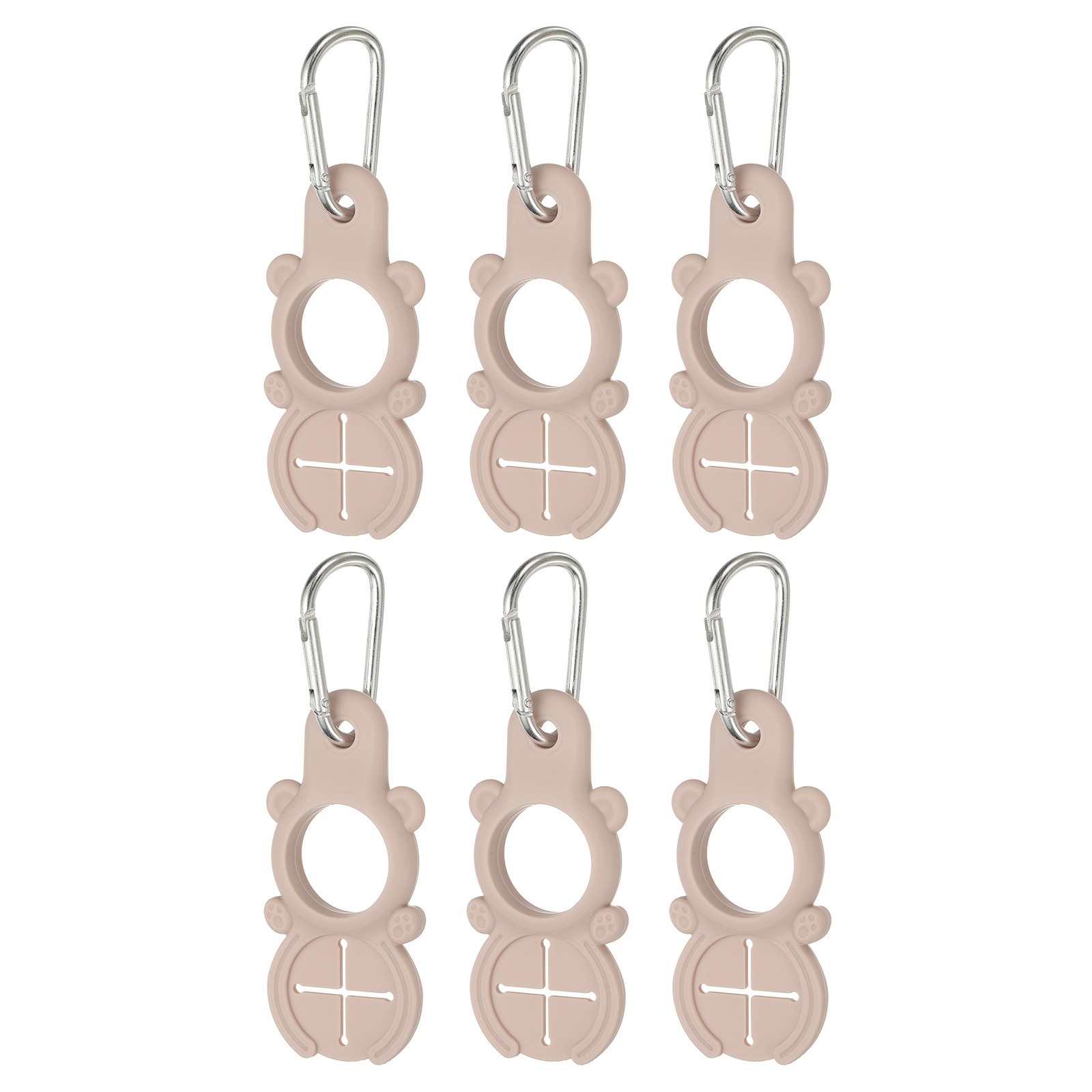 6Pcs Water Bottle Clip, Bear Shape Water Bottle Carrier with Towel Loop, Pink